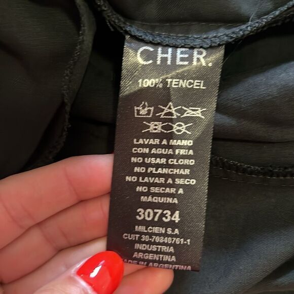 CHER Black Skirt - High Waist Black Zip Backing LIKE NEW Size Small - Picture 5 of 6